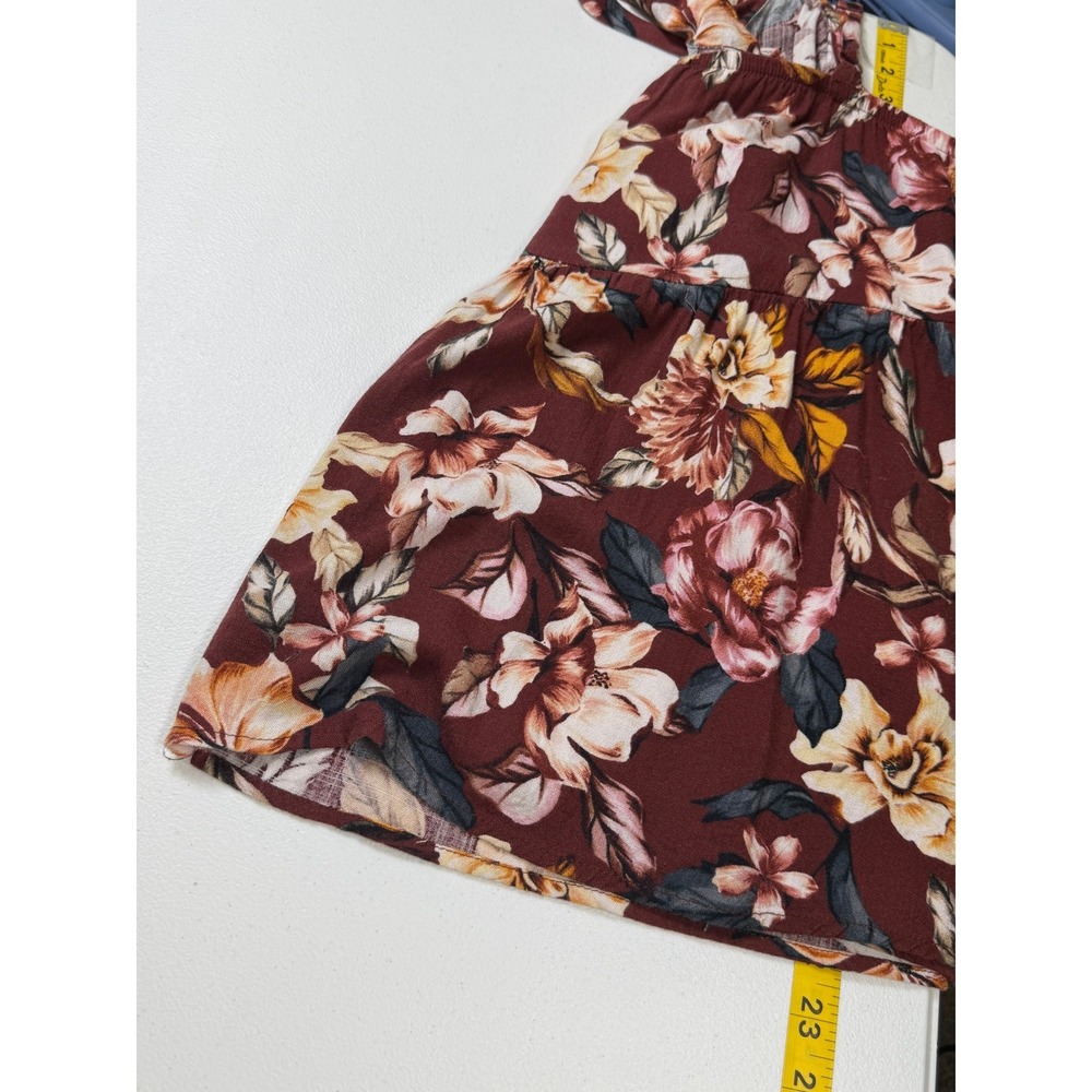 Torrid‎ Floral Babydoll Cami Women L/12 Burgundy Wine Peplum Sleeveless Top - Picture 8 of 8